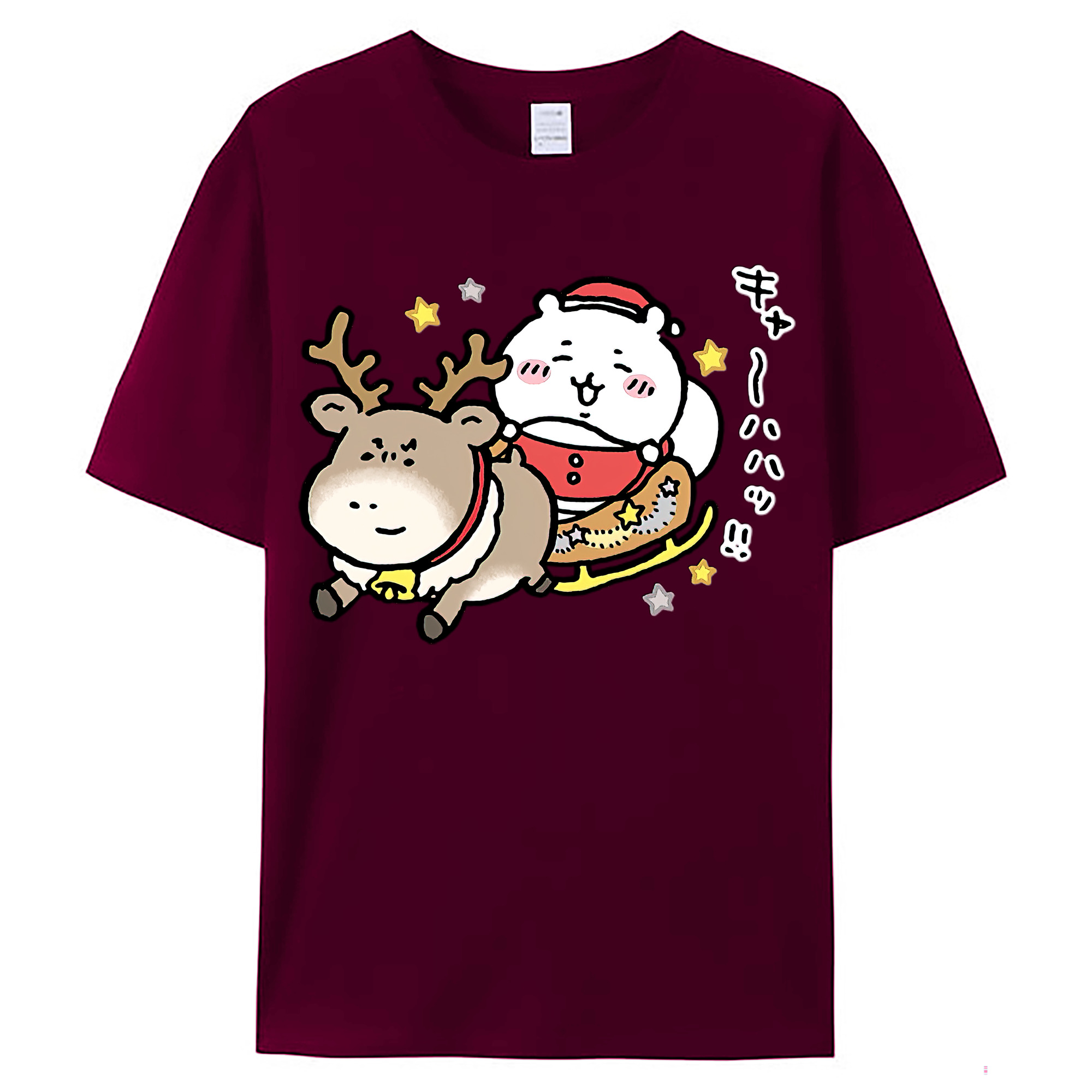 （画像用） ちいかわ ちいかわ Chii-kawa chiikawa レディースカジュアルプリントTシャツ（綿100％）